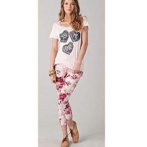 J Brand Pink White Floral Cropped Capri Skinny Jeans